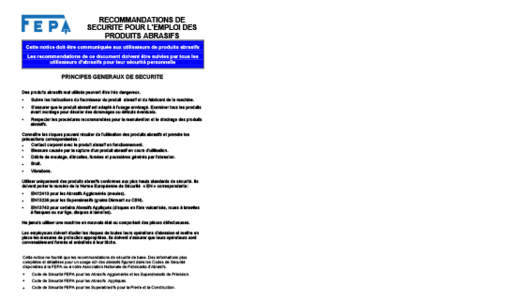 RHODIUS Recommandations de sécurité FEPA