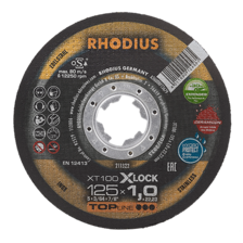 Image - RHODIUS XT100 X-LOCK - 125 er Trennscheibe für den Winkelschleifer, Materialeignung Stahl und Edelstahl