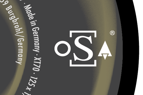 Grinding wheel with the oSa logo